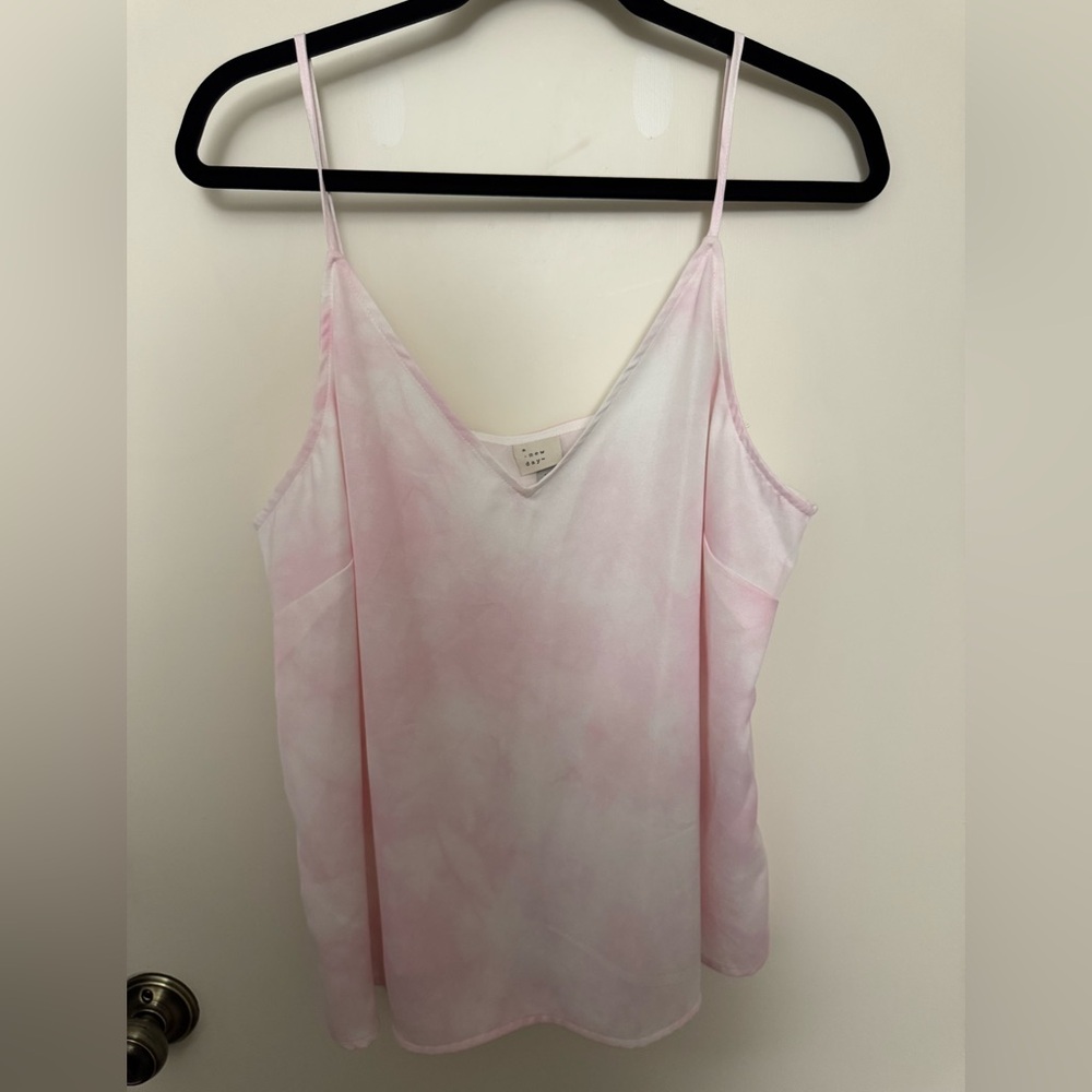 a new day Pink Tie-Dye Satin Cami Top